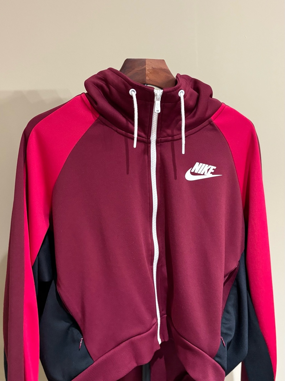 Nike Maroon & Pink Zip-Up Hooded Jacket